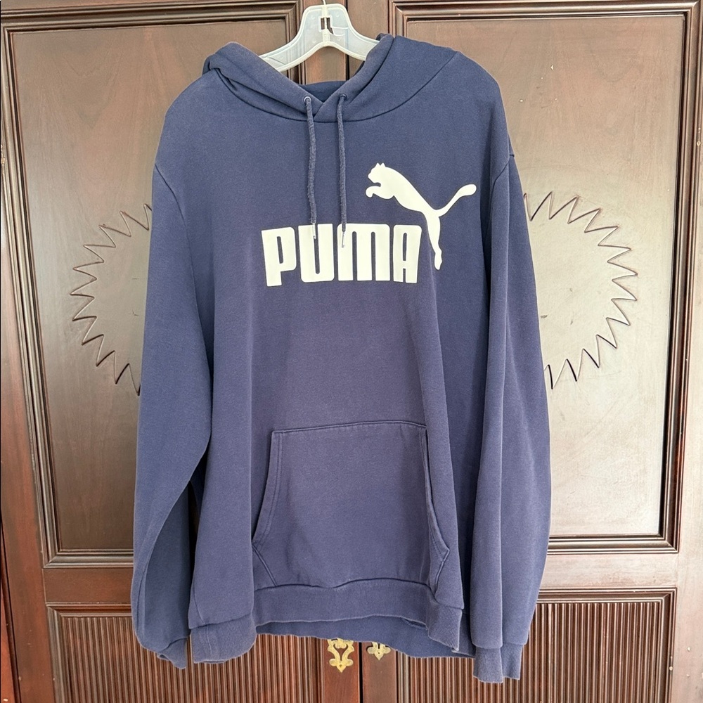 PUMA Unisex Navy Hoodie Sweatshirt w Logo and Kangaroo Pockets Size 3X